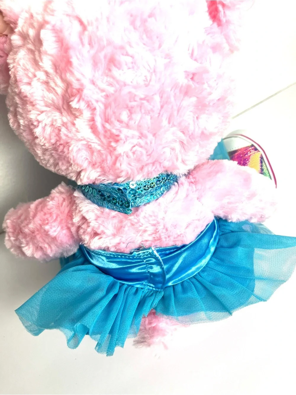 Build A Bear Pink Teddy Blue Sequin Dress Kids Metallic Low Top Rainbow Shoes
